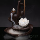 陶磁製佛手蓮花デザイン倒流香炉 コーン香・スティック香対応