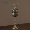 鹿モチーフの真鍮製高脚香炉 アンティーク調デザイン インセンスホルダー