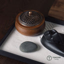 天然木製 蓋付き香炉 渦巻き香対応 高級和風インテリア