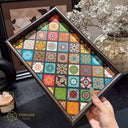 木製タイル柄トレー マンダラ柄、ブラウン基調の幾何学模様 – TOKUNE HOME