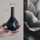 ブラック・ブラウン・ブルーの3色ミニ陶器花瓶セット｜和モダン＆北欧風インテリアに最適