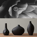 ブラック・ブラウン・ブルーの3色ミニ陶器花瓶セット｜和モダン＆北欧風インテリアに最適
