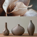 ブラック・ブラウン・ブルーの3色ミニ陶器花瓶セット｜和モダン＆北欧風インテリアに最適