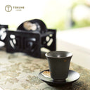 黒檀調電木製リーフモチーフコースターセット