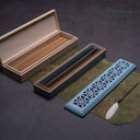 陶磁製長方形透かし彫り香炉 和モダンデザイン 寝かせ式お香立て