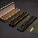 陶磁製長方形透かし彫り香炉 和モダンデザイン 寝かせ式お香立て