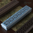 陶磁製長方形透かし彫り香炉 和モダンデザイン 寝かせ式お香立て