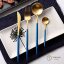 ステンレス製カトラリー4点セット ブルー ナイフ フォーク スプーン