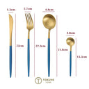 ステンレス製カトラリー4点セット ブルー ナイフ フォーク スプーン