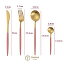 ステンレス製カトラリー4点セット ピンク ナイフ フォーク スプーン